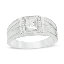0.115 CT. T.W. Diamond Cushion Frame Ring in 10K White Gold