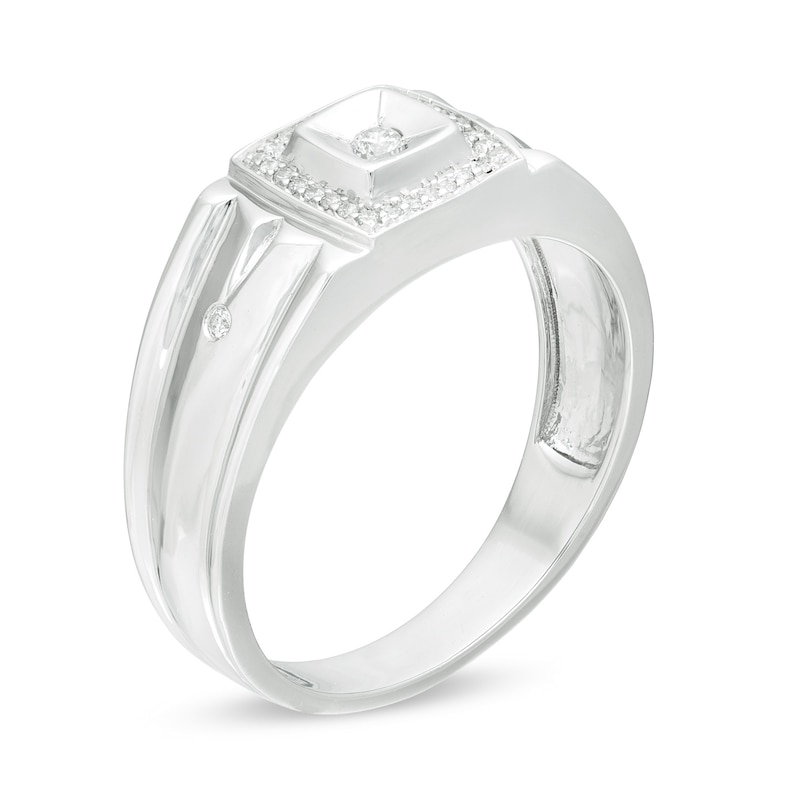 Men's 0.115 CT. T.W. Diamond Cushion Frame Ring in 10K White Gold|Peoples Jewellers