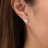 Thumbnail Image 2 of 0.95 CT. T.W. Certified Oval Diamond Frame Stud Earrings in 14K White Gold (I/SI2)