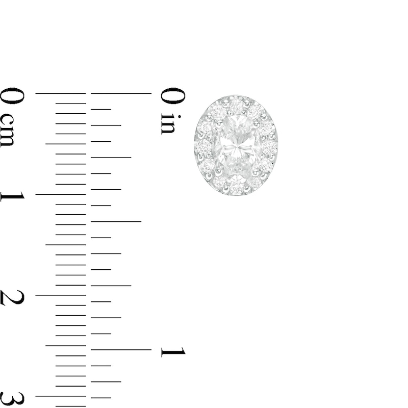 Main Image 3 of 0.95 CT. T.W. Certified Oval Diamond Frame Stud Earrings in 14K White Gold (I/SI2)