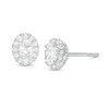 Thumbnail Image 1 of 0.45 CT. T.W. Oval Certified Diamond Frame Stud Earrings in 14K White Gold (I/SI2)