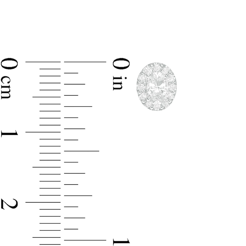 0.45 CT. T.W. Oval Certified Diamond Frame Stud Earrings in 14K White Gold (I/SI2)