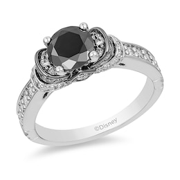 Enchanted Disney Villains Evil Queen 1.50 CT. T.W. Black and White Diamond Engagement Ring in 14K White Gold
