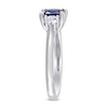 Thumbnail Image 3 of 6.0mm Cushion-Cut and Pear-Shaped Blue and White Sapphire Three Stone Ring in 14K White Gold