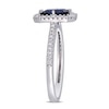 Thumbnail Image 2 of Emerald-Cut Blue Sapphire and 0.24 CT. T.W. Diamond Open Frame Ring in 14K White Gold