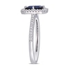Thumbnail Image 3 of Emerald-Cut Blue Sapphire and 0.24 CT. T.W. Diamond Open Frame Ring in 14K White Gold
