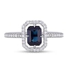Thumbnail Image 3 of Emerald-Cut Blue Sapphire and 0.24 CT. T.W. Diamond Open Frame Ring in 14K White Gold