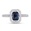 Thumbnail Image 4 of Emerald-Cut Blue Sapphire and 0.24 CT. T.W. Diamond Open Frame Ring in 14K White Gold