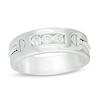 Thumbnail Image 0 of Men's 0.29 CT. T.W. Diamond Three Stone Screw Accent Band in Sterling Silver