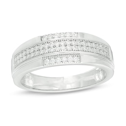 0.29 CT. T.W. Diamond Milgrain Wedding Band in Sterling Silver