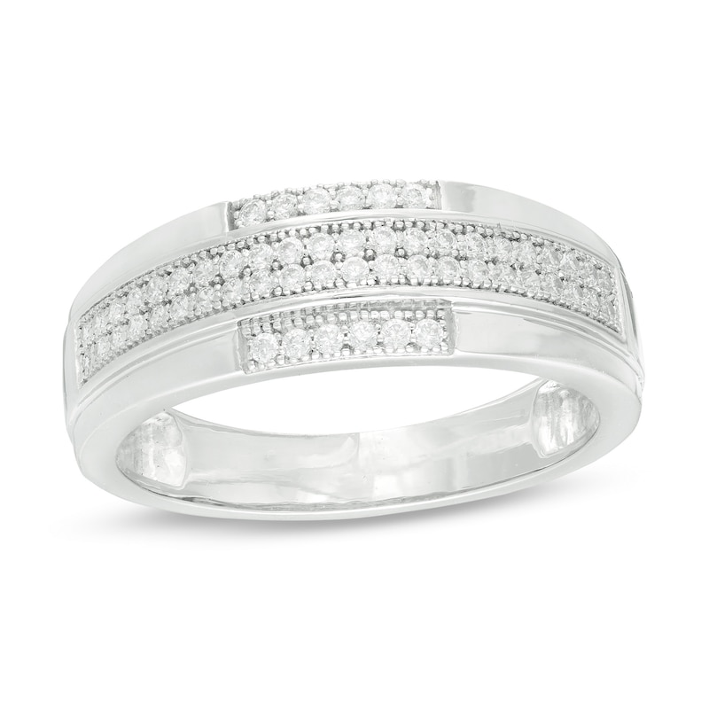 Men's 0.29 CT. T.W. Diamond Milgrain Wedding Band in Sterling Silver|Peoples Jewellers