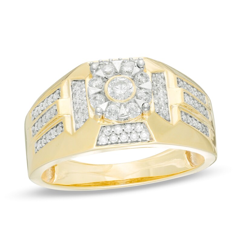Men's 0.69 CT. T.W. Diamond Cross Ring in 10K Gold
