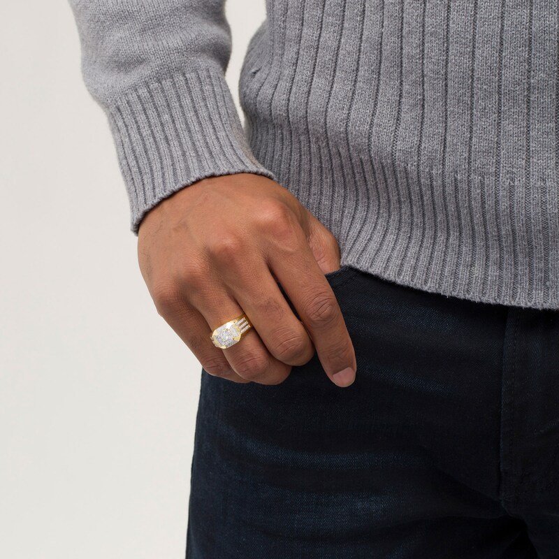 Men's 0.69 CT. T.W. Diamond Cross Ring in 10K Gold