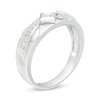 Thumbnail Image 3 of Men's 0.085 CT. T.W. Diamond Geometric Wedding Band in Sterling Silver - Size 10
