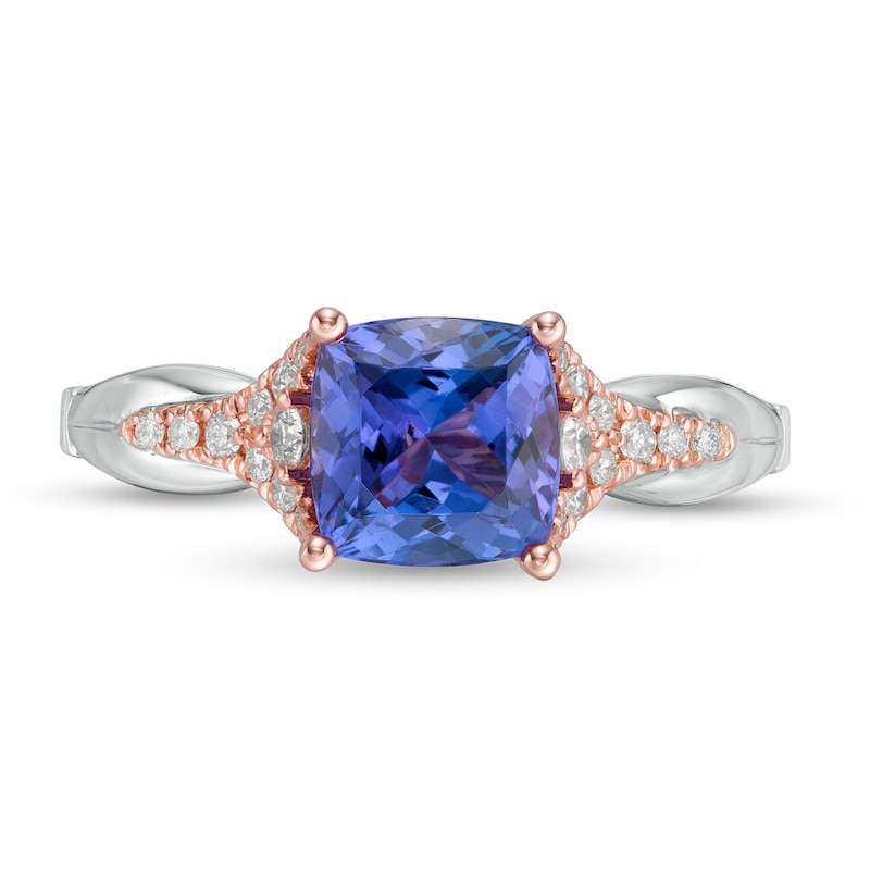 Special Edition Enchanted Disney Ariel 7.0mm Tanzanite and 0.18 CT. T.W. Diamond Engagement Ring in 14K Two-Tone Gold