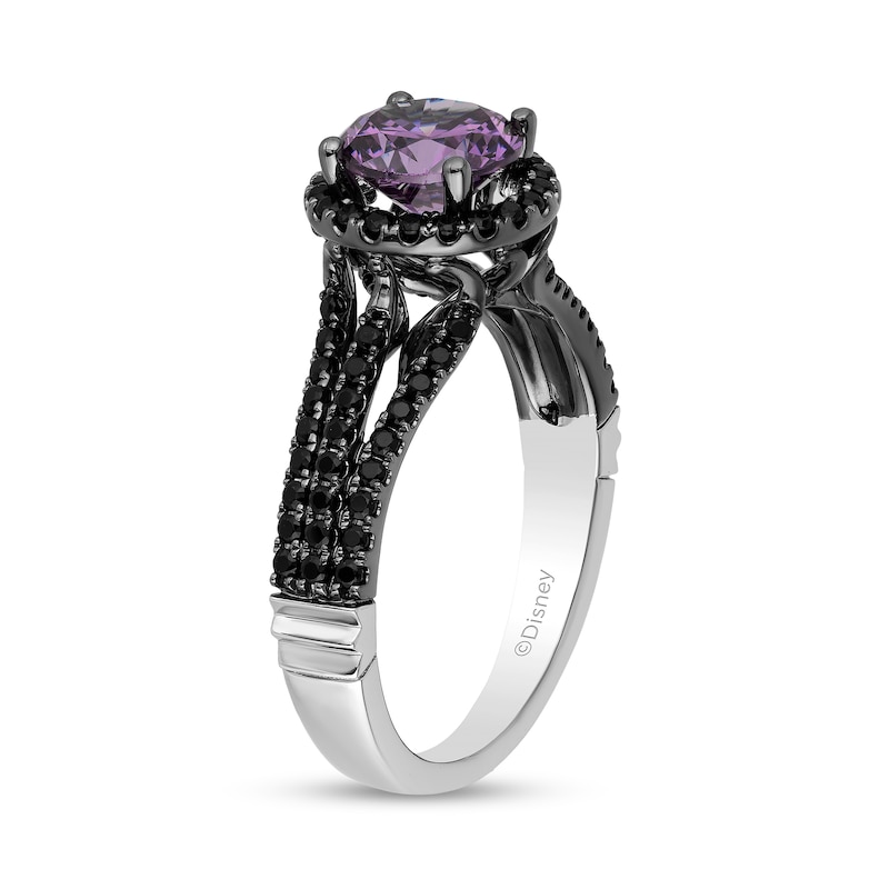 Main Image 2 of Enchanted Disney Villains Ursula Amethyst and 0.45 CT. T.W. Black Diamond Engagement Ring in 14K White Gold