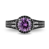 Thumbnail Image 4 of Enchanted Disney Villains Ursula Amethyst and 0.45 CT. T.W. Black Diamond Engagement Ring in 14K White Gold