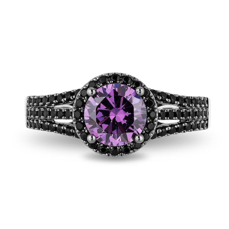 Main Image 4 of Enchanted Disney Villains Ursula Amethyst and 0.45 CT. T.W. Black Diamond Engagement Ring in 14K White Gold