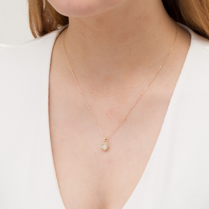 Main Image 2 of Centre of Me 0.25 CT. Diamond Solitaire Love Knot Pendant in 10K Gold