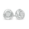 Thumbnail Image 1 of Centre of Me 0.25 CT. T.W. Diamond Solitaire Love Knot Stud Earrings in 10K White Gold