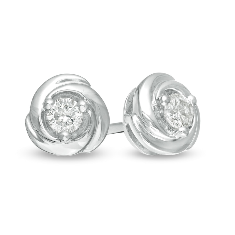 Centre of Me 0.25 CT. T.W. Diamond Solitaire Love Knot Stud Earrings in 10K White Gold