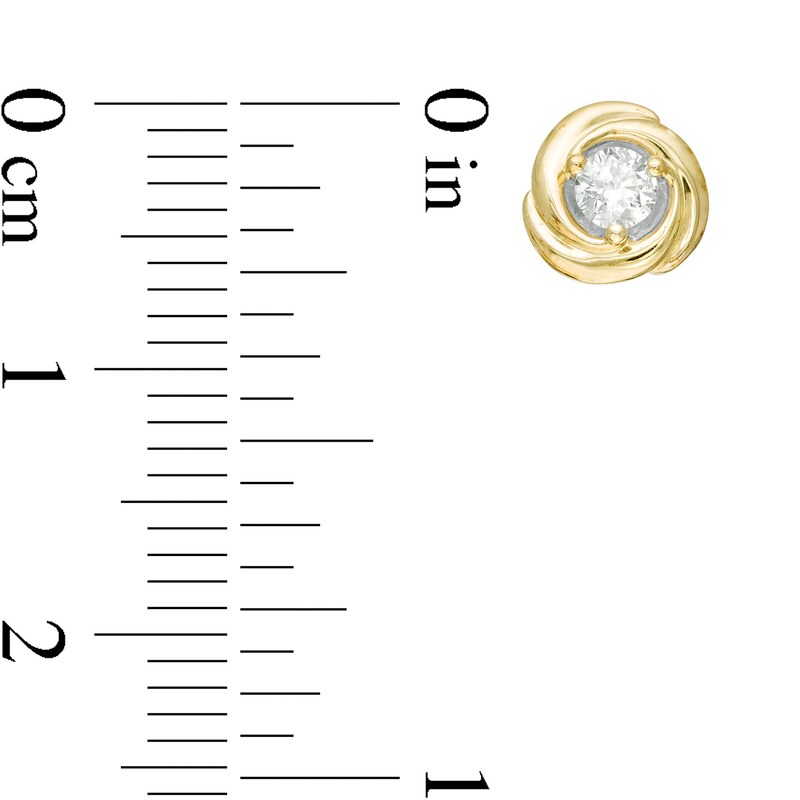Main Image 3 of Centre of Me 0.25 CT. T.W. Diamond Solitaire Love Knot Stud Earrings in 10K Gold
