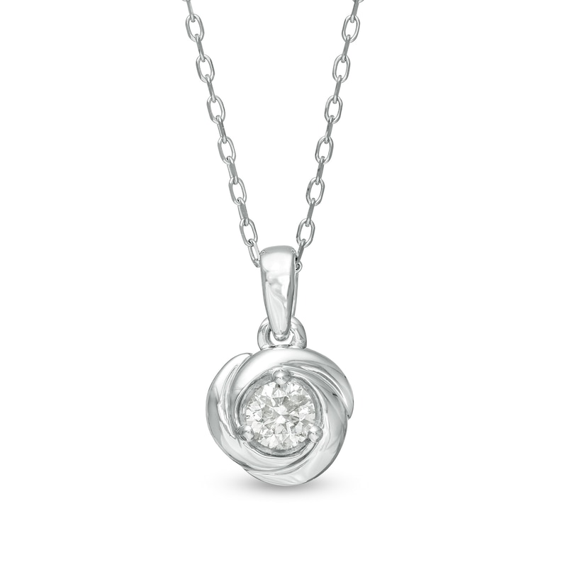 Main Image 1 of Centre of Me 0.25 CT. Diamond Solitaire Love Knot Pendant in 10K White Gold