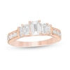Thumbnail Image 0 of 1.45 CT. T.W. Emerald-Cut Diamond Past Present Future® Engagement Ring in 14K Rose Gold
