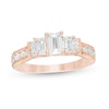 1.45 CT. T.W. Emerald-Cut Diamond Past Present Future® Engagement Ring in 14K Rose Gold