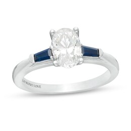 Vera Wang Love Collection 0.95 CT. T.W. Certified Oval Diamond Three Stone Engagement Ring in 14K White Gold (I/SI2)
