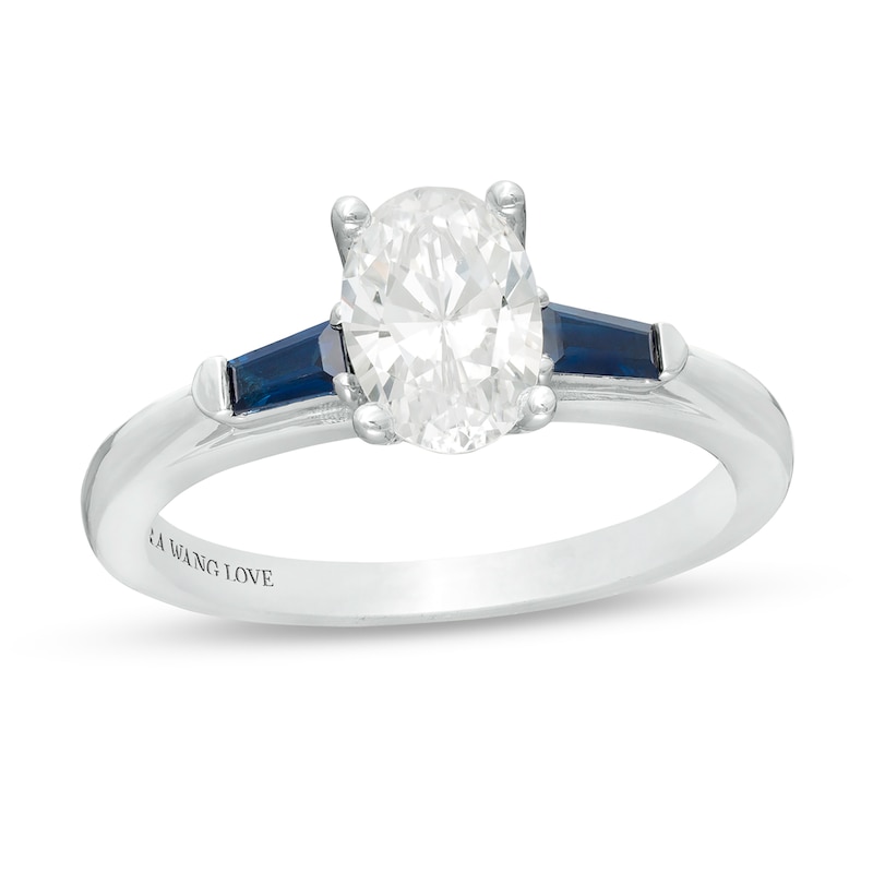 Vera Wang Love Collection 0.95 CT. T.W. Certified Oval Diamond Three Stone Engagement Ring in 14K White Gold (I/SI2)|Peoples Jewellers