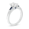 Thumbnail Image 1 of Vera Wang Love Collection 0.95 CT. T.W. Certified Oval Diamond Three Stone Engagement Ring in 14K White Gold (I/SI2)