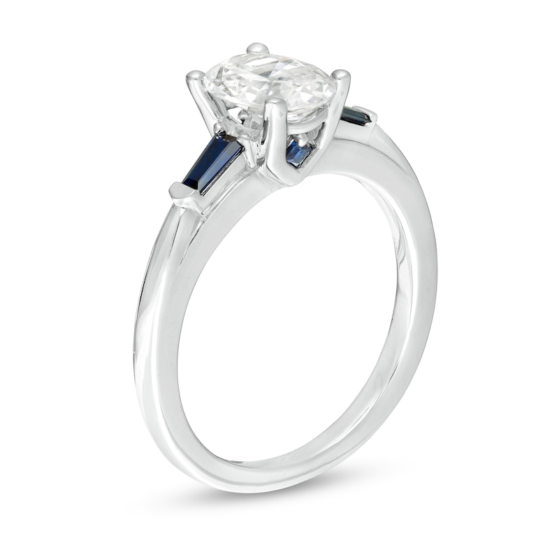 Vera Wang Love Collection 0.95 CT. T.W. Certified Oval Diamond Three Stone Engagement Ring in 14K White Gold (I/SI2)