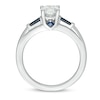 Thumbnail Image 2 of Vera Wang Love Collection 0.95 CT. T.W. Certified Oval Diamond Three Stone Engagement Ring in 14K White Gold (I/SI2)