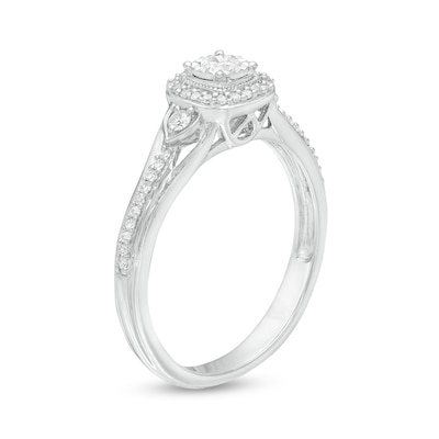0.25 CT. T.W. Diamond Cushion Frame Promise Ring in 10K White Gold