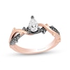 Thumbnail Image 1 of Enchanted Disney Aurora 0.57 CT. T.W. Pear-Shaped Diamond Engagement Ring in 14K Rose Gold with Black Rhodium