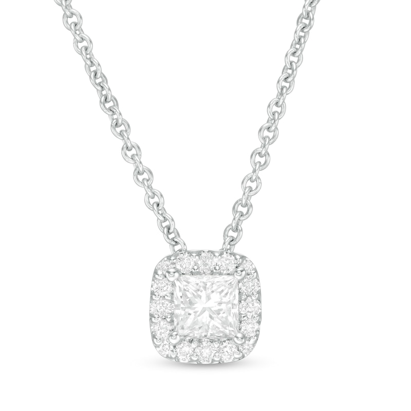 0.29 CT. T.W. Princess-Cut Diamond Frame Pendant in 14K White Gold|Peoples Jewellers