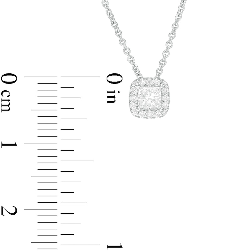 0.29 CT. T.W. Princess-Cut Diamond Frame Pendant in 14K White Gold