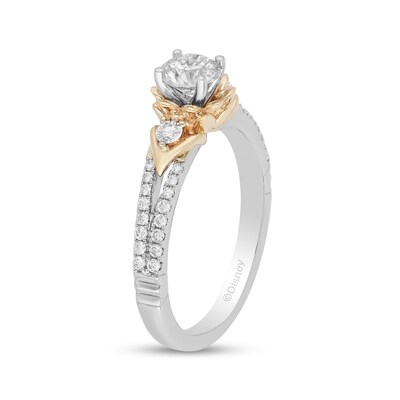 Enchanted Disney Tiana 0.69 CT. T.W. Diamond Flower Frame Split Shank Engagement Ring in 14K Two-Tone Gold