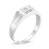 Thumbnail Image 3 of Men's Diamond Accent Solitaire Square Top Groove Ring in Sterling Silver