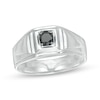 Thumbnail Image 1 of Men's 0.23 CT. Black Diamond Solitaire Square Top Signet Ring in Sterling Silver