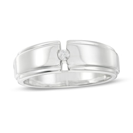 0.065 CT. Diamond Solitaire Open Shank Ring in Sterling Silver