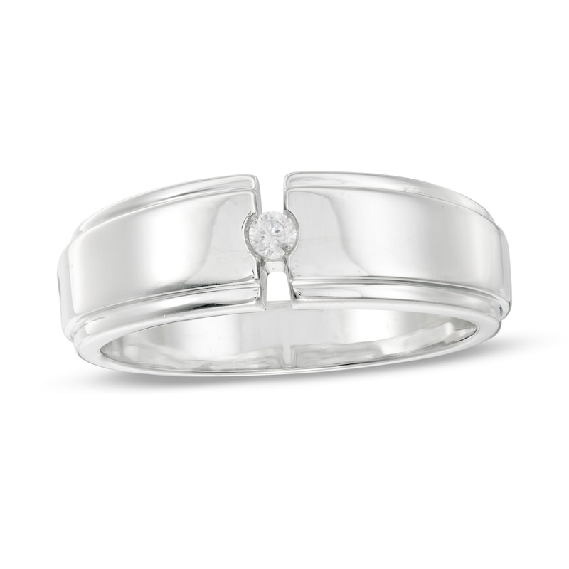 Main Image 1 of Men's 0.065 CT. Diamond Solitaire Open Shank Ring in Sterling Silver