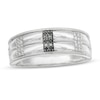 Thumbnail Image 1 of 0.04 CT. T.W. Enhanced Black and White Diamond Double Row Milgrain Ring in Sterling Silver
