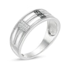 Thumbnail Image 3 of 0.04 CT. T.W. Enhanced Black and White Diamond Double Row Milgrain Ring in Sterling Silver
