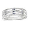 Thumbnail Image 1 of Men's Lab-Created Blue Sapphire Double Row Milgrain Ring in Sterling Silver