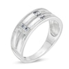 Thumbnail Image 3 of Men's Lab-Created Blue Sapphire Double Row Milgrain Ring in Sterling Silver