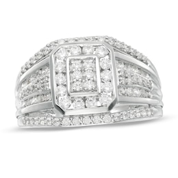0.95 CT. T.W. Composite Diamond Multi-Row Ring in 10K White Gold