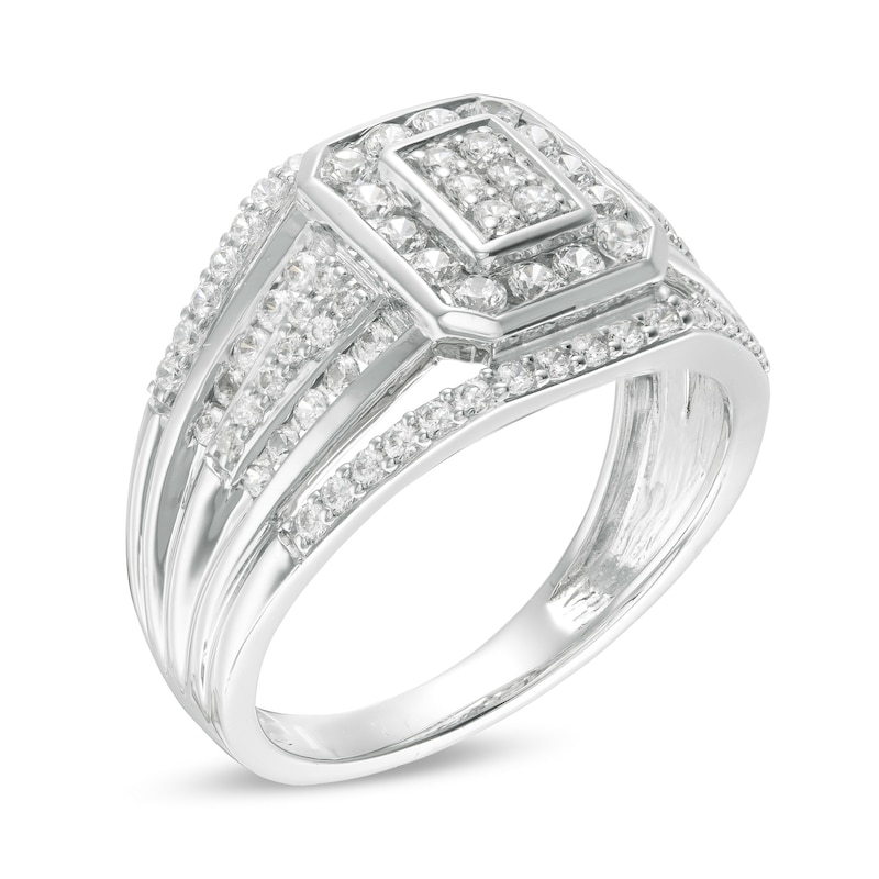 Main Image 3 of 0.95 CT. T.W. Composite Diamond Multi-Row Ring in 10K White Gold