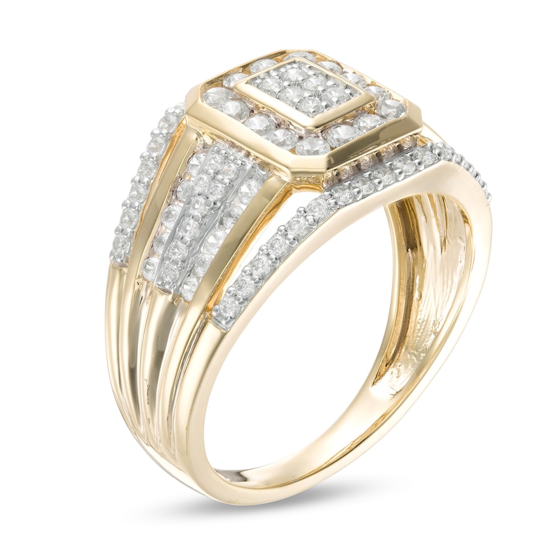 Main Image 3 of 0.95 CT. T.W. Composite Diamond Multi-Row Ring in 10K Gold